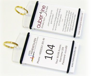 personalisierbare Hotelschlüsselanhänger